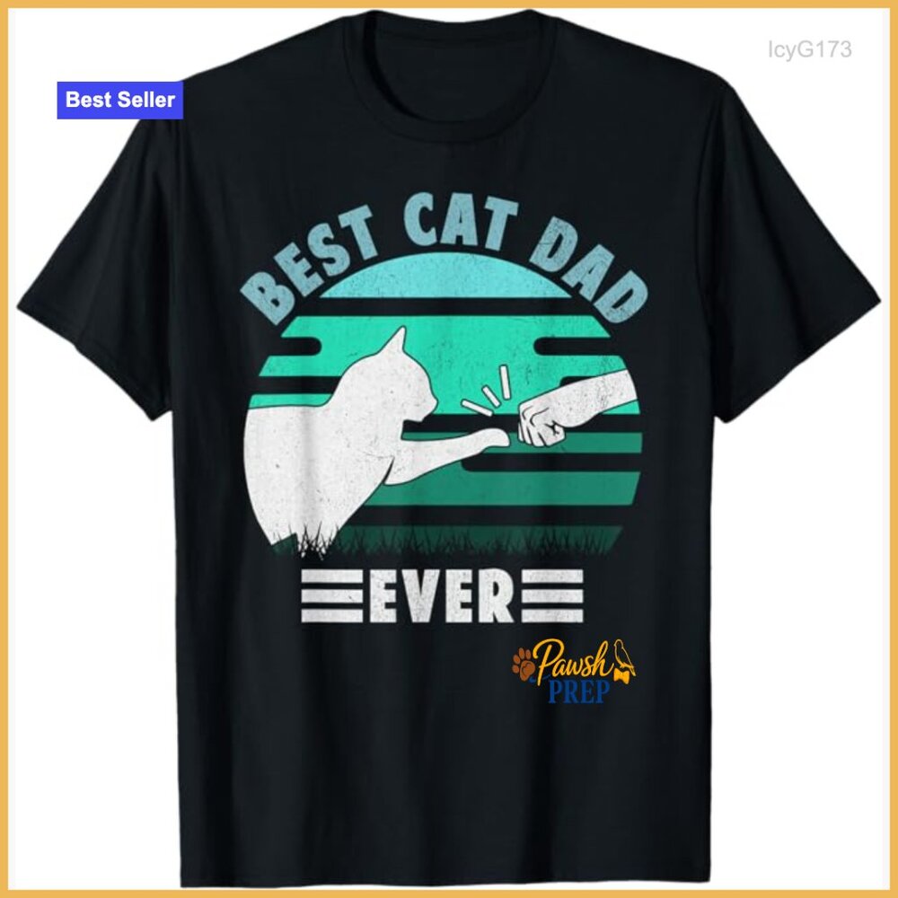 Men's Novelty Cat Dad T-Shirt, Lightweight Cotton, Straight Fit, Standard Length